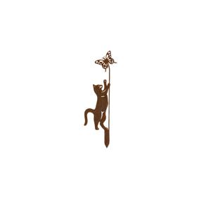 【2D 플랫】 [2D 플랫] 녹색 고양이 정원 말뚝 1개, 고양이 애호가를 위한 재미있는 야외 장식, 고양이와 나비 디자인 특징, 다양한 휴일 또는 현대적인 정원, 마당 잔디 예술에 적합