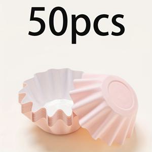 별 패턴 컵케이크 라이너 50개, 생일 결혼식 파티용 기름 방지 베이킹 컵, 핑크/화이트/퍼플
