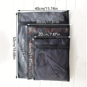 세탁기 전용 세탁망 3개 세트 (검정색), 메쉬 속옷 세탁망, 호텔에 적합한 세탁기 전용 세탁망 - 세탁기로 인한 주름 및 얼룩으로부터 의류를 보호 - 대형 의류에 적합 - 세탁소 및 가정용으로 완벽