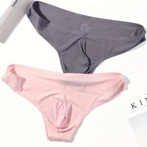 2개입 남성용 삼각 브리프, 초박형 흡습성 심리스 삼각 섹시 패션 비키니 단색 남성용 팬티