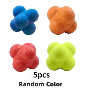 5개 세트 반응 , 탄성 볼 육각 볼, 민첩성, 반응 능력 및 손과 눈의 협응력 능력 향상에 사용, 야구 핸드볼 훈련 장비, 민첩성 게임 및 가정용 야드 속도 향상 트레이너, 색상 랜덤