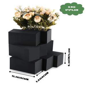 블랙 재사용 가능한 플로럴 폼 블록 8개 세트, 조화 꽃꽂이용 드라이플라워폼, 야외 화분함 외부 걸이형 화분, 웨딩 및 홈 데코, 어머니의 날 플로럴 공예, 6*3*2.5인치
