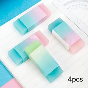 4개 랜덤 색상 젤리 그라데이션 지우개, 깨끗하고 날카로움이 적은 지우개, 문구류 미술 용품, 학교 상품 및 보상용 창의적인 지우개