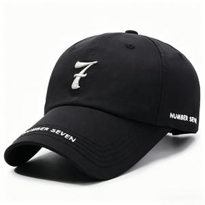 MEIRUNSEN 숫자 7 자수 야구 모자 1개, 남녀공용, 워싱 소프트 탑 곡선형 챙 아빠 모자, 숫자 7 엠블럼 포함, 가벼운 야외 스포츠 및 캐주얼웨어용, 기계 세탁 가능 모자