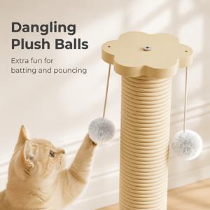 고양이 스크래ッチ 포스트, 사이잘 스크래쳐 타워, 고양이 인터랙티브 장난감, 고양이 집사용, 내마모성 발톱 관리 + 회전판 볼 & 티저 완드, 실내 고양이를 위한 다중 게임 놀이 일일 엔터테인먼트