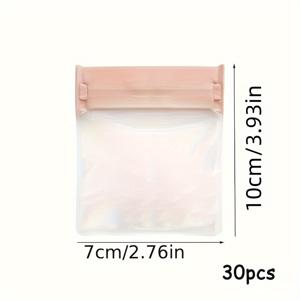 30개입 산화 방지 주얼리 밀봉 백, 투명 핑크 지퍼 파우치, 재사용 가능한 EVA 보관 백, 귀걸이, 목걸이, 반지, 팔찌 및 기타 주얼리 보관에 적합, 가정 및 여행 중 주얼리 정리에 이상적