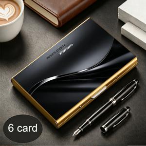 1개 2D 프린팅 블랙 메탈 웨이브 스타일 하이엔드 메탈 RFID 도난 방지 카드 홀더 패셔너블한 멀티 컬러 메탈 지갑 다중 수납공간 디자인 어머니의 날 아버지의 날 생일을 위한 완벽한 선물 광택 표면 메탈릭 질감 남성 여성을 위한 스타일리시한 지갑 비즈니스 캐주얼용 휴대용