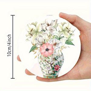6개 파란색 및 흰색 도자기 아트 우드 코스터 세트, 테라스 테이블, 주방 및 거실에 적합 – 친구 및 가족을 위한 이상적인 선물, 식탁을 위한 아름다운 장식
