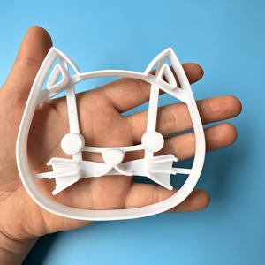 3D 프린팅 고양이 모양 장식용 트레이 클레이 커터 | 플라스틱 소재 | 특대형 클레이 커터 | 주얼리 접시 커터 | 엠보싱 클레이 도구 | 반지, 귀걸이 및 기타 장신구 배치용, 소품 사진 촬영 배경용으로도 사용