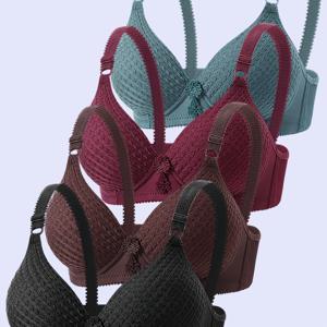 여성용 처짐 방지 사이드 서포트 푸쉬업 브라 4개, 미끄럼 방지 컵, 가슴볼륨업 효과, 와이어프리, 편안한 데일리 브라