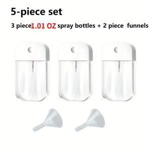 여행용 스프레이 병 5개 세트, 30ml 재충전 가능 플라스틱 병 3개 + 깔때기 2개, 향수, 알코올 & 핸드 살균제용 누수 방지 미세 분무, 휴대용 포켓 사이즈