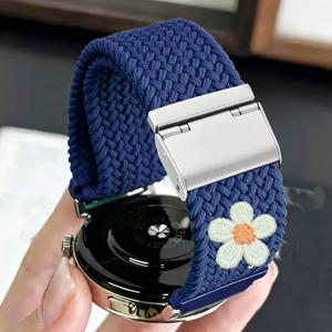 20mm 22mm 나일론 플라워 시계 밴드, 5/6, Galaxy Watch 7/65/4 (40mm, 44mm), (45mm) 밴드용, Huawei Watch GT 2E 456 스트랩용, 퀵 릴리스 나일론 시계 밴드, 시계 미포함
