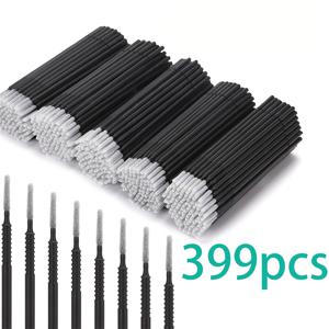 399개 미세 강모 정밀 면봉, 속눈썹 연장, 마스카라 발라내기, 치과 관리 및 눈썹 정리용 - 살롱, 가정, 여행용, 모든 피부 타입, 부위, 속눈썹 및 눈썹용