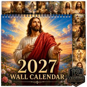 2027년 벽걸이 달력, 1개, 12개월 연간 정리, 이중 와이어 스파이럴 바인딩 2027년 달력, 8.27 X 8.27인치 정사각형 걸이형 달력, 대형 쓰기 가능 블록 포함