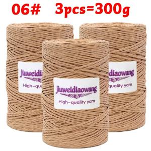 3팩 여름 쿨 통기성 원형 중간 두께 얀, 롤당 100G 총 300G 고급스러운 마카롱 색상 튼튼하고 내구성이 뛰어난 코바늘 뜨개질 얀, 초보자들을 위한 쉬운 뜨개질 소재, 코바늘 햇모, 어부 모자, 백팩, 핸드백 제작에 적합