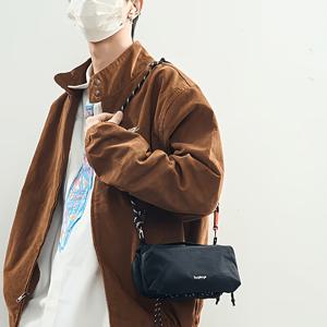 남녀공용 일본식 매듭 로프 크로스바디 미니백, 대비 색상 스트랩 및 이중 수납공간 포함 - 일상 출퇴근, 헬스장, 여행에 적합한 사이즈 조절型 슬링백 - 남성 및 여성을 위한 핸즈프리 휴대용