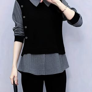 봄가을 패션 패치워크 탑