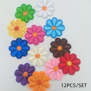 12개입 4.2cm DIY 컬러풀 꽃 자수 패치 - 혼합 색상, 고품질 원단, 섬세한 플로럴 디자인, 의류·가방·모자·홈데코용 내구성 강한 생생한 장식 패치
