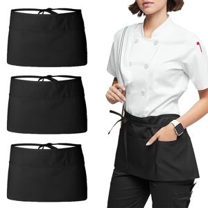 3개 포켓이 있는 3피스 허리 앞치마 - 튼튼한 폴리에스테르, 바 & 카페에 적합