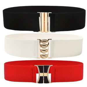 3개 여성용 벨트, 패션 간편 탄성 와이드 허리 밴드, 데일리 우아한 드레스 셔츠 코트 허리 장식