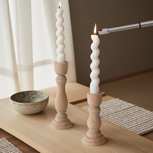 레트로 로그 촛대 한 쌍 (2개 세트), 사진 촬영용 데스크탑 장식용 촛대, 기념일, 생일, 캔들라이트 디너, 거실 홈 데코레이션에 적합, 발렌타인데이 및 크리스마스 선물 추천
