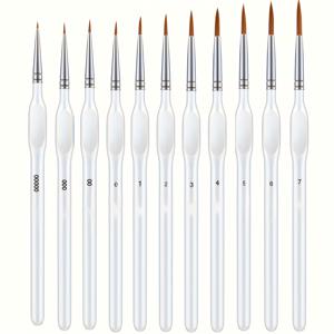 11pcs 디테일 브러시 세트, 특성 에르고노믹스 그립 핸들, 아트 및 모델 아크릴, 오일, 워터컬러, 숫자로 페인트, 모델, 네일, 크래프트용 나일론 정밀 미니어처 브러시.