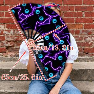 1개 남성용 휴대용 선풍기 | 네온 블랙 고양이 패턴, 소재, 스타일리시 & 생생한 디자인, 데일리, 여행, 야외 활동에 적합한 휴대용, NICEMANIA.COM에서 판매, 크리스마스, 할로윈, 마르디 그라 데이 선물로 이상적, 배터리 미포함
