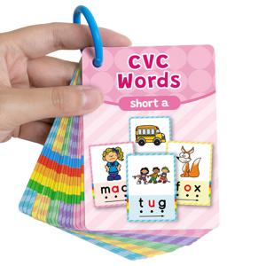 [읽을 수 있는 책] 모음 음성 카드 - CVC 단어 학습 카드 - 그림, 어린이 교육 인지 카드, 기억력 교육 도구, 영어 언어 알파벳 음성 학습