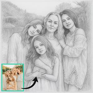 2D 평면, 액자 미포함, 맞춤형 사진 아트워크—결혼식, 기념일, 크리스마스용 맞춤 초상화 스케치—가정 장식 및 결혼 기념품용, 2D 평면