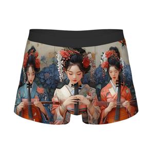 2D 프린트 디자인 일본 기사 패턴 프린트 남성용 속옷 프린트 드로즈