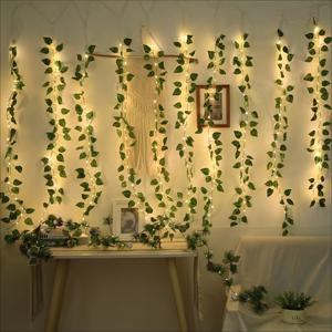 438cm, 2개입 60LED 녹색 나뭇잎 램프 스트링 조명, 새해 장식, 결혼식, 파티, 가족 휴가, 모임에 적합 (/ 30 LED), 크리스마스 할로윈