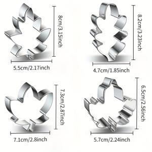430 스테인리스 스틸 단풍잎, 참나무잎, 은행잎, 플라터나무잎 4pcs 쿠키 커터 세트 - 식품 등급 퐁당 프레스 몰드 도구, 추수감사절/할로윈 파티 필수품, 가족 부모-자식 베이킹 키트