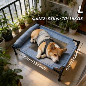 야외 접이식 고양이 및 강아지 범용 애완 동물 침대 (베개 포함), 접지형 방습 통기성 메시 원단, 골든 리트리버 및 래브라도와 같은 중대형견에게 적합, 모든 계절에 적합