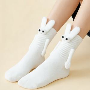 여성을 위한 미끄럼 방지 접착제가 있는 하단 부분의 1켤레 흰색 귀여운 미드 튜브 요가 양말, 피트니스 플로어 양말, 스포츠 양말, 땀 흡수 및 통기성 양말, 양말, 커플 및 여자친구에게 적합, 귀여운 손잡이 양말
