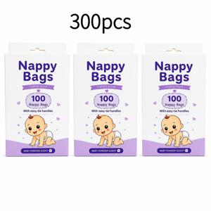 300개입 두꺼운 향기 디퍼백, 조끼 스타일 밀폐식 냄새 방지 기저귀 봉투, 휴대용 기저귀 버킷 교체 백 (가정 및 외출용), 다용도 방한 가방 (향기 포함), 실내, 야외/여행 및 가정용으로 적합