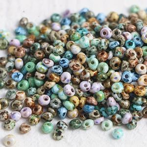 125개 고품질 4mm 빈티지 피카소 드롭형 유리 비즈. DIY 핸드메이드 디자인, 팔찌, 목걸이, 장식 액세서리, 태슬 헤어핀, 의류, 이브닝 가운, 신발, 모자, 핸드백, 머리장식, 비즈 자수 공예 등에 사용 가능한 비즈 & 비즈 세트