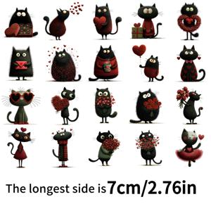 20개/세트 엉킴 엉킴 고양이 시리즈 열전사 다리미 패치, 가방, 모자 및 기타 의류에 적합