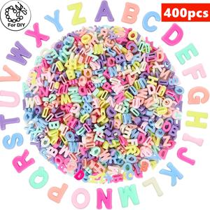 400개 (9 X 12mm) 대형 글자 비즈, 아크릴 A-Z 혼합 알파벳 모양 비즈, 주얼리 제작 팔찌, 목걸이, 신발끈, 공예 및 파티 장식용