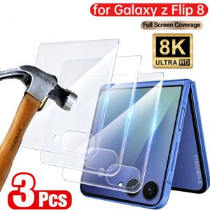 삼성 갤럭시 Z Flip 8/7/7 FE/6/5용 3개입 Ultra HD 강화 유리 액정 보호 필름, 풀 커버리지, 스크래치 방지, 간편한 부착, 케이스 호환