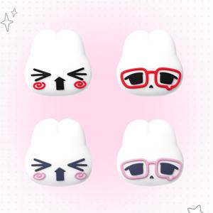 스위치 2 컨트롤러용 실리콘 拇摇杆 캡 및 버튼 커버, NS2 컨트롤러용 귀여운 만화 패턴의 실리콘 拇摇杆 커버, 강화된 그립감, 보호 및 미끄럼 방지, 빈티지 토끼 크리에이티브 게임기 액세서리