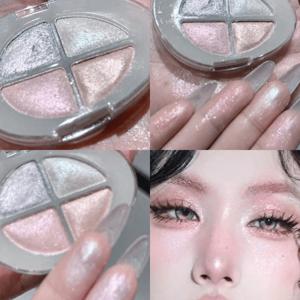 4구 글리터 아이섀도우 팔레트 핑크 퍼플 실버 피치골드 쉬머 펄 발색 애교살 하이라이터 데일리 아이메이크업