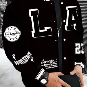 새로운 트렌디 브랜드 I 패션 도시 이름 로스앤젤레스 LA 영문 이름 시리즈 야구 재킷 남성용 상의 남성용 야구 재킷 가볍고 따뜻한 남성용 안감 재킷 남성용 재킷 귀여운 상의 힙합 락 의류