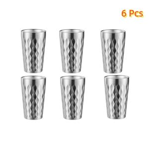 1세트 4/6개, 450ml 스테인리스 스틸 나사식 야외 물병, 겹쳐서 보관 가능한 이중층 스테인리스 스틸 휴대용 컵, 가족 야외 피크닉 및 휴대용 음료용기에 적합