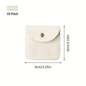 벨벳 스냅 잠금 주얼리 파우치 10개, 본 화이트 핑크, 긁힘 방지, 푹신한 안감, 정리 가방, 시계 팔찌 반지 귀걸이 보관함