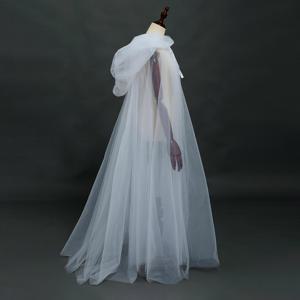 1개 길이 70.87인치 고딕 엘레강스 이중 레이어 투명 메시 숄 - 풀 커버리지 블랙 앤 화이트 태슬 마녀 바ンパ이어 망토, 할로윈, 롤플레잉, 테마 파티, 코스튬 추가에 적합 (세탁 불가)