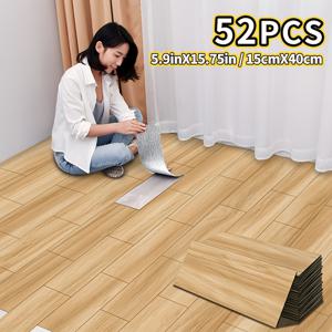26/52개 나뭇결 접착식 바닥재, 두꺼운 내마모성, 15cm X 40cm, IXPE 소재, 펠 앤 스틱, 간편한 설치 및 세척, 집 꾸미기 바닥 타일, 거실, 침실, 주방, 사무실 바닥 리모델링용