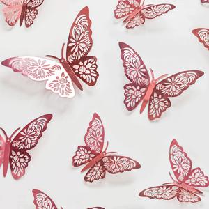 48개 3D 나비 장식 종이 | 재사용 가능한 간편 부착 스티커, 무광 장식, 생일, 결혼식, 야외 파티에 적합, 정교한 날개 디자인, 고품질 내구성 소재, 수공예 애호가 선택