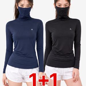(1+1) 2장세트! 여성 냉감 등산/골프 아웃도어 시원한 쿨링 자외선차단 긴팔 티셔츠 올커버(W5OPST38)