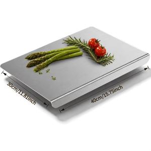 1개 초대형 상업 및 가정용 주방 도마. 스테인리스 스틸 식품 준비 표면, 세척 및 보관 용이, 식품 등급 재료, 미끄럼 방지 디자인, 주방 및 레스토랑, 식당 서비스 및 가정용 대형으로 적합