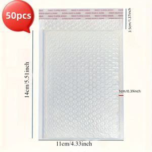 50개 흰색 버블 봉투 14*16Cm/6.3*5.51Inch - 자체 접착 두꺼운 포장 가방, 육각형 패턴 디자인, 소규모 사업, 할로윈, 추수감사절, 어버이날, 아버지의 날 및 생일 선물에 적합